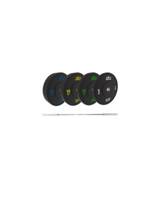 ata Pro Elite Bumper Plate Pakke 100KG + ata Stainless Steel Powerbar